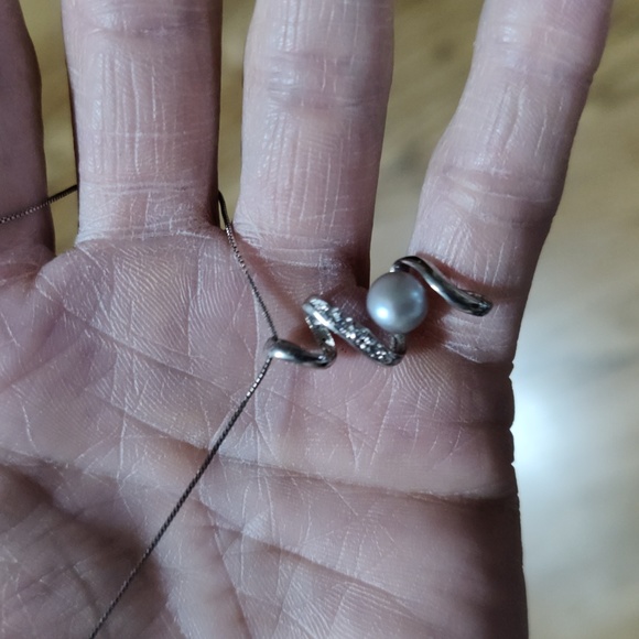 Sterling Italian silver with imitation diamonds and a pearl - Picture 4 of 4